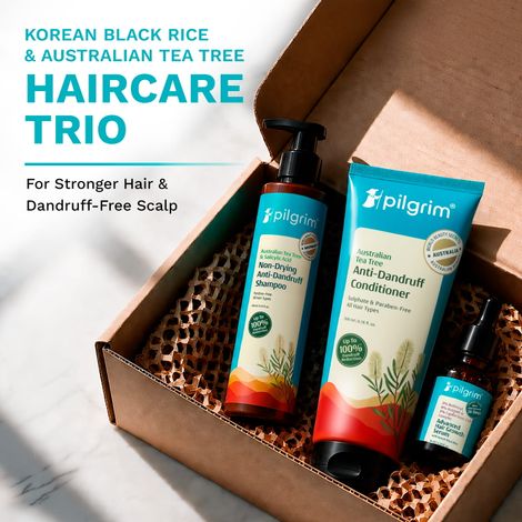 Buy Pilgrim Anti-Dandruff & Hair Growth Hair Care Kit | Healthy Scalp & Fuller-Looking Hair | Anti-Dandruff & Hair Growth Combo | Anti-Dandruff Shampoo (200 ml), Anti-Dandruff Conditioner (200 ml), Hair Growth Serum (15 ml) Combo of 3-Purplle