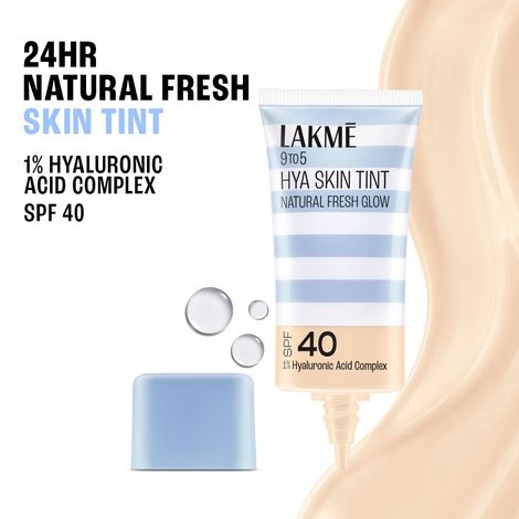 Buy Lakme 9 to 5 Hya Skin Tint, Fresh Glow Finish, up to 24 hours, SPF40 Foundation, C-100 Cool Ivory (27 ml)-Purplle
