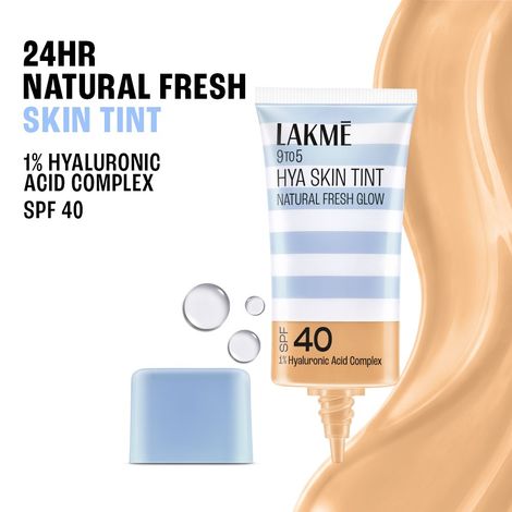 Buy Lakme 9 to 5 Hya Skin Tint, W-120 Warm Creme, Fresh Glow Finish, up to 24 hours, SPF40 Foundation (27 ml)-Purplle