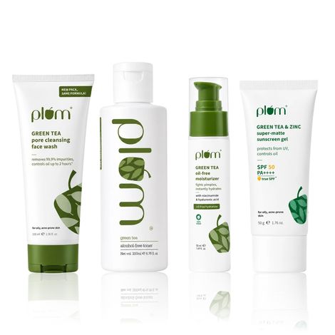 Buy Plum Green Tea Cleanse & Repair Duo | Face Wash + Repairing Moisturizer | Fights Acne & Repairs Skin Barrier | Oil-Free Hydration | Clear Skin Combo of 5-Purplle