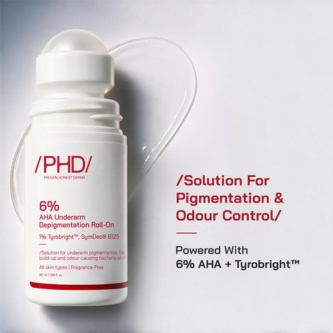 Buy Proven Honest Derma (PHD) 6% AHA Underarm Roll-On Deodorant | Reduces Underarm Pigmentation & Body Odor | Brightens Dark Underarms for Even Skin Tone | Fragrance-Free (50 ml)-Purplle