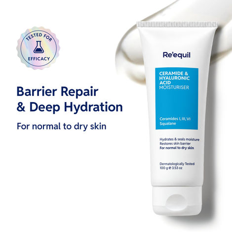 Buy Re'equil Ceramide & Hyaluronic Acid Face Moisturizer For Normal To Dry Skin 100 gm-Purplle
