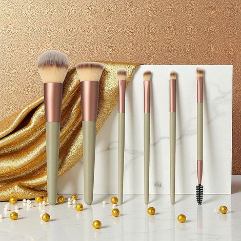 Buy Meskin Premium Quality Face & Eyes Makeup Brush Set (6 pc)-Purplle