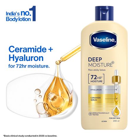 Buy Vaseline Deep Moisture Body Lotion with Ceramide Hyaluron | 10X More Moisture | For Dry Skin | 200 ml-Purplle