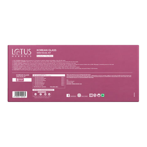 Buy Lotus Herbals Korean Glass Skin 4 -In-1 Facial Kit With Kombucha & Rice Water | 8-Step Single-Use Facial Kit For Brightening, Hydration & Tan Removal | For All Skin Types | (101 gm)-Purplle