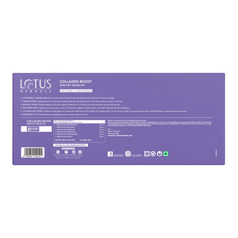Buy Lotus Herbals Collagen Boost Skin Lift 4 -In-1 Facial Kit With Plant Collagen | 6 - Step Single - Use Anti-Ageing Facial Kit For All Skin Types | Helps Reduce Fine Lines | Salon-Like Facial at Home | (71 gm X 4) (284 gm)-Purplle