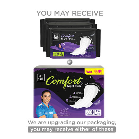 Buy Pee Safe Comfort All Night Pads | Extra Wide Back with Dual Wings | 6 Layer Deep Absorption | Japanese Leak-Lock Technology | Overnight Leak Free Protection | Extra Long 24 pc XXXXL (4 XL) - 405mm-Purplle