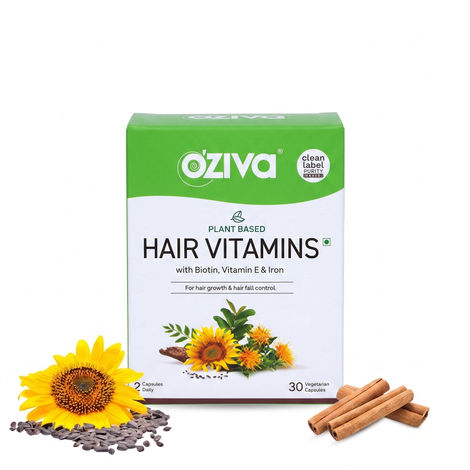 Buy OZiva Hair Vitamins ( With Biotin, Vitamin E & Iron) For Hair Re-Growth & Hairfall Control (30 pc)-Purplle