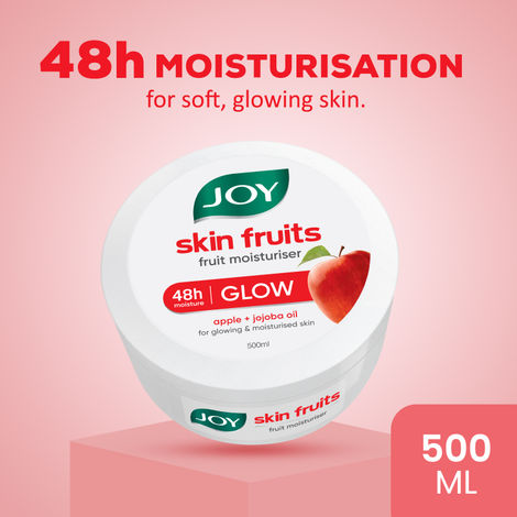 Buy Joy Skin Fruits Moisturizing Skin Cream With Apple, Jojoba & Almond Oil (500 ml) | 48h Moisture | Quick Absorbing & Non Sticky Moisturizer for Face, Hands & Body | For Healthy, Soft & Glowing Skin-Purplle