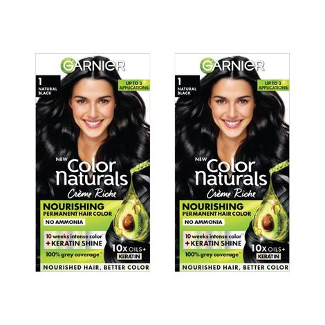 Buy Garnier Color Naturals Shade 1 Natural Black Hair Color with Keratin - Permanent & Ammonia Free (70 ml + 60 gm) (Pack of 2)-Purplle