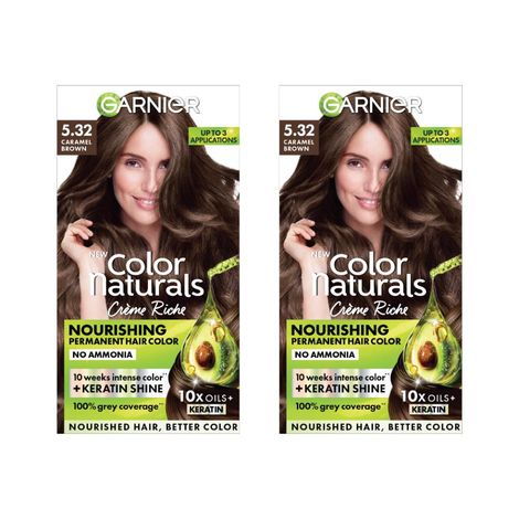 Buy Garnier Color Naturals Shade 5.32 Caramel Brown Color with Keratin - Permanent & Ammonia Free (70 ml + 60 gm) (Pack of 2)-Purplle