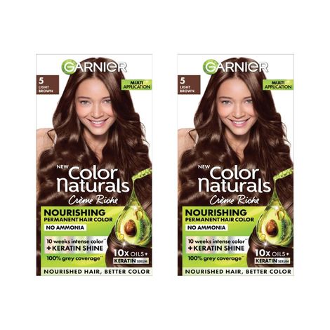 Buy Garnier Color Naturals Creme Hair Color Long-lasting Colour Smoothness and Shine Shade 5 Light Brown (70 ml + 60 gm) (Pack of 2)-Purplle
