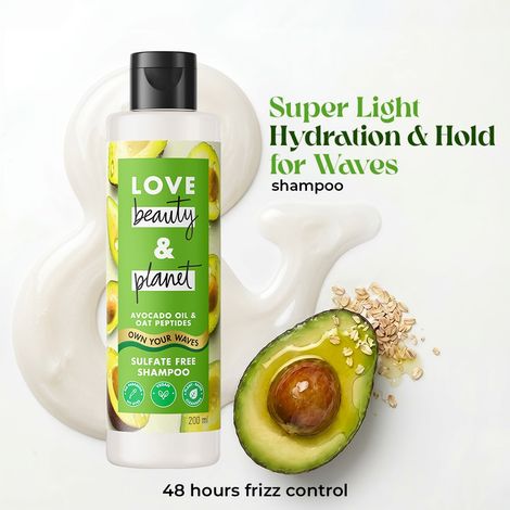 Buy Love Beauty Planet Avocado Oil & Oat Peptide Shampoo for wavy hair (200 ml)-Purplle