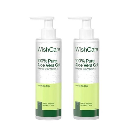 Buy WishCare Pure & Natural Aloe Vera Gel for Face & Hair- Hydrates & Moisturizes Skin - Pack of 2-Purplle