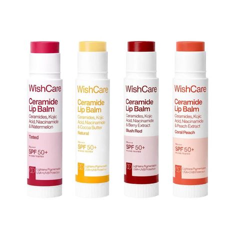 Buy Wishcare Ceramide Lip Balm with SPF50 PA+++ - Kojic Acid & Niacinamide -For Lip Lightening - 4 Shades - Combo of 4-Purplle