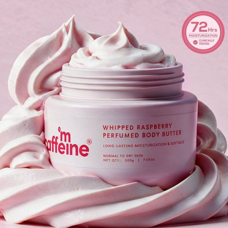Buy mCaffeine Whipped Raspberry Perfumed Body Butter, 72Hrs Deep Moisturization with Shea Butter, Clinically Tested, Juicy Scent, Lightweight (200 gm)-Purplle
