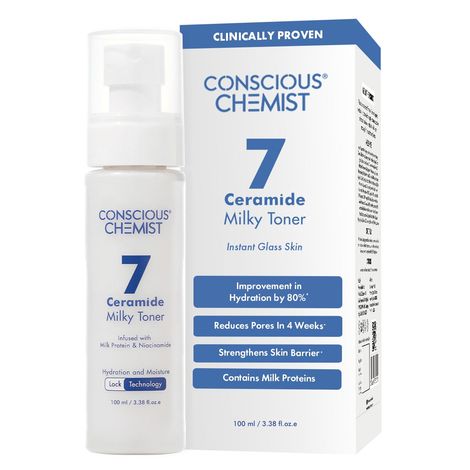 Buy Conscious Chemist Niacinamide & 7 Ceramide Milky Face Toner | Alcohol-Free Hydrating Toner for Oily, Dry & Combination Skin | Pore Refining, Barrier Repair, Brightening & Smoothing | Women & Men (100 ml)-Purplle