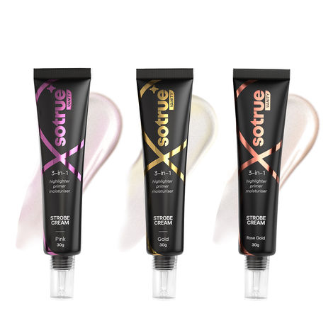 Buy SOTRUE Strobe Cream Pack of 3, Rose Gold, Pink and Gold, Illuminating Makeup Primer and Highlighter Each 30 gm *3 (90 gm)-Purplle