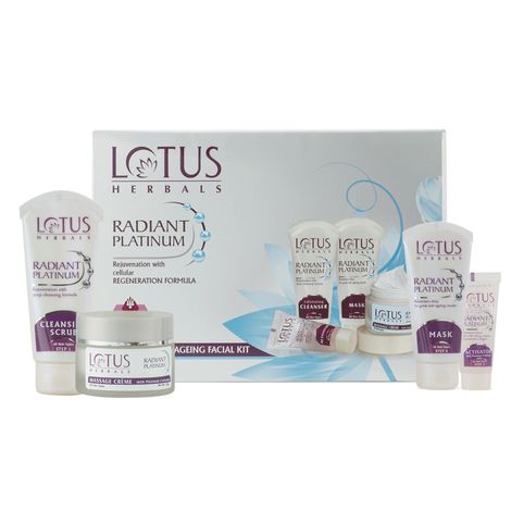 Buy Lotus Herbals Radiant Platinum Cellular Anti-Ageing Facial Kit 4 in 1 Pack | 170g-Purplle