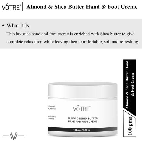Buy VOTRE Almond & Shea Hand & Foot Cream 100 gm-Purplle