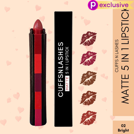 Buy Cuffs N Lashes Penta 5 In 1 Matte Lipstick, Bright 02-Purplle