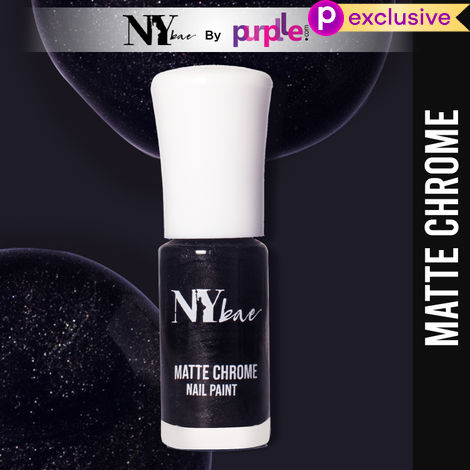 Buy NY Bae Matte Chrome Nail Paint - Black Satin 03 (3 ml) | Black | Chrome Effect | Matte Finish | Intense Pigmentation | Chip Resistant | Travel Friendly | Vegan | Cruelty Free-Purplle
