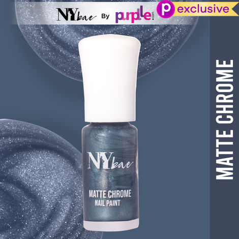 Buy NY Bae Matte Chrome Nail Paint - Blue Crepe 04 (3 ml) | Blue | Rich Pigment | Chip-proof | Travel Friendly | Cruelty Free-Purplle
