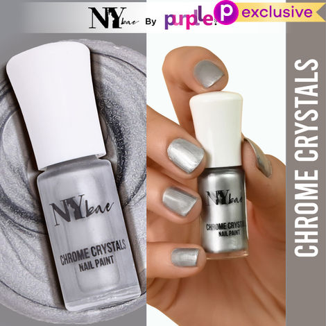 Buy NY Bae Chrome Crystals Nail Paint - Silver Citrine 04 (3 ml) | Silver | Glossy Finish | Rich Pigment | Chip-proof | Full Coverage | Vegan-Purplle