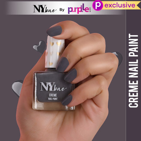 Buy NY Bae Creme Nail Paint - Charcoal Grey 19 (10 ml) | Grey | Rich Pigment | Chip-proof | Full Coverage | Travel Friendly | Vegan-Purplle