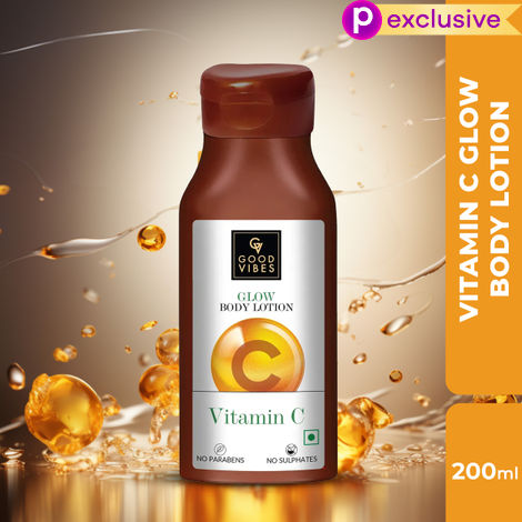 Buy Good Vibes Vitamin C Glow Body Lotion | Nourishing, Brightening, Softening | Vegan, No Parabens, No Sulphates, No Animal Testing (200 ml)-Purplle