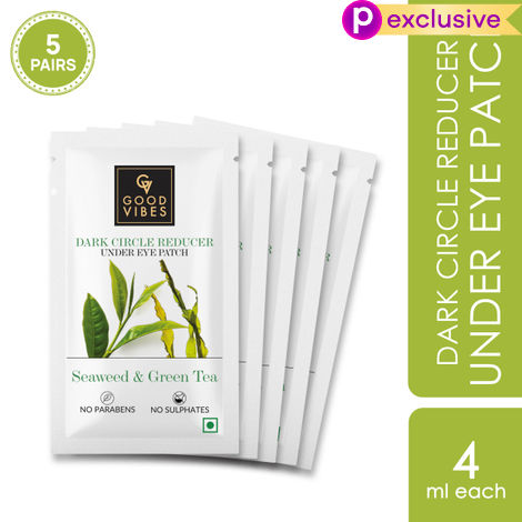 Buy Good Vibes Seaweed & Green Tea Dark Circle Reducer Under Eye Patch | Anti-Ageing | Vegan, No Parabens, No Sulphates, No Mineral Oil (20 ml)-Purplle
