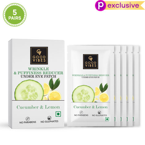 Buy Good Vibes Cucumber & Lemon Wrinkle & Puffiness Reduction Under Eye Patch | Lightening | Vegan, No Parabens, No Sulphates, No Mineral Oil (20 ml)-Purplle