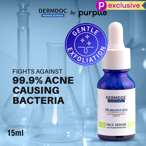 Buy DERMDOC 2% Salicylic Acid Face Serum (15 ml) | For Blackheads & Whiteheads | Targets Active Acne | Calms Irritation & Unclogs Pores-Purplle