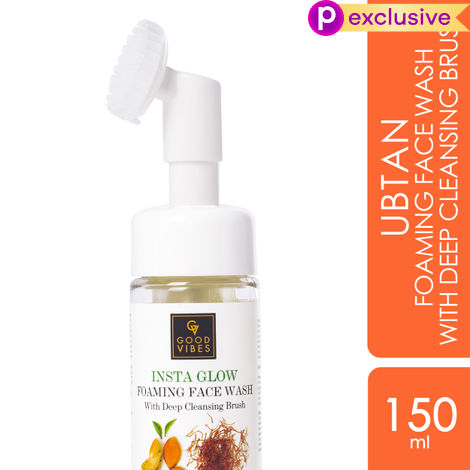 Buy Good Vibes Insta Glow Foaming Face Wash with Deep Cleansing Brush - Ubtan (150 ml)-Purplle