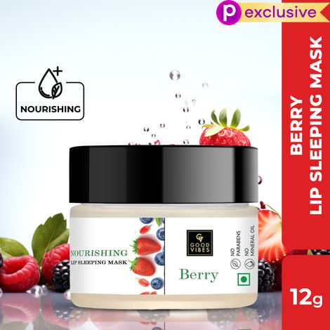 Buy Good Vibes Berry Nourishing Lip Sleeping Mask, Moisturizing, Vegan, No Parabens , No Sulphates, No Mineral Oil, No Silicones, No Animal Testing (12 gm)-Purplle