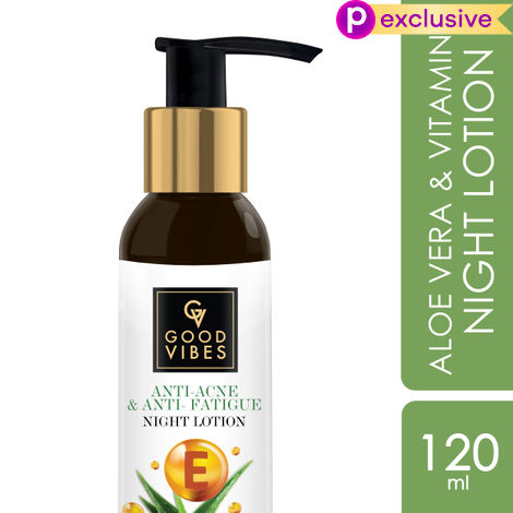Buy Good Vibes Aloe Vera + Vitamin E Anti - Acne Night Face Lotion| With Hyaluronic Acid | No Parabens No Sulphates No Mineral Oil (120 ml)-Purplle