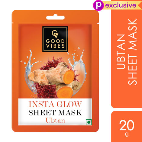 Buy Good Vibes Ubtan Insta Glow Sheet Mask | For Smooth & Bright Skin | Treats Rough Skin, Cleanses Dirt & Impurities (20 gm)-Purplle
