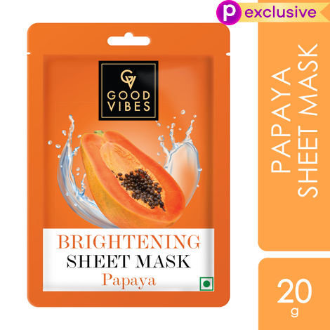 Buy Good Vibes Papaya Brightening Sheet Mask | Glowing Softening Anti-Pigmentation | Vegan No Parabens No Sulphates No Alcohol No Animal Testing (20 gm)-Purplle