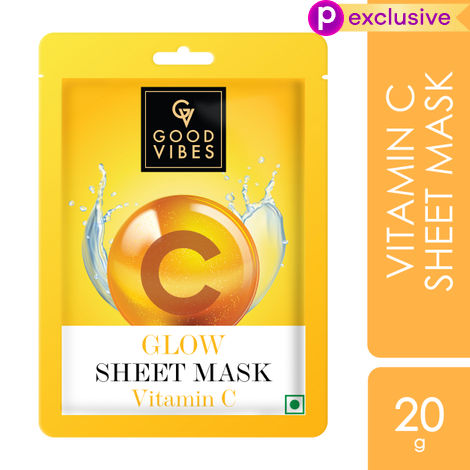 Buy Good Vibes Vitamin C Glow Sheet Mask | For Radiant, Glowing Skin | Vegan, No Parabens, No Sulphates, No Mineral Oil, No Animal Testing (20 gm)-Purplle