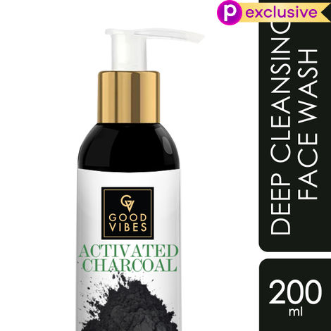 Buy Good Vibes Activated Charcoal Deep Cleansing Face Wash | Deep Pore Cleansing, Purifying | No Parabens, No Mineral Oil, No Animal Testing (200 ml)-Purplle