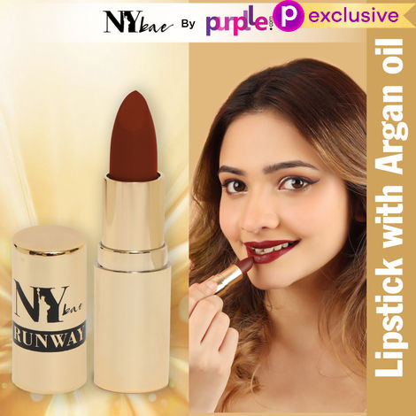 Buy NY Bae Argan Oil Infused Matte Lipstick Runway Range - Backstage Look 12 (4.5 gm) | Purple | Rich Colour | Full Coverage | Long lasting | Cruelty Free-Purplle