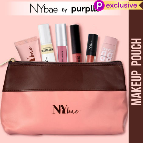 Buy NY Bae Twin Hues Makeup Pouch | Makeup Bag | Dual Tone | Brown & Pink | Multi Purpose | Travel Friendly - Rosewood 01-Purplle