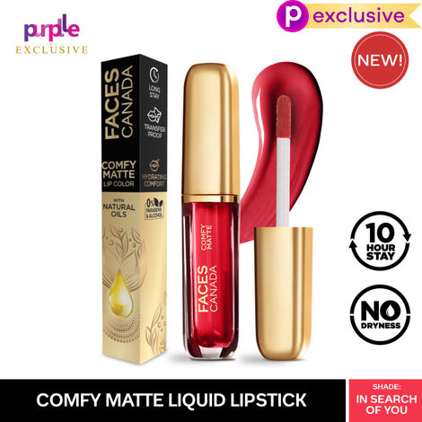 Buy FACES CANADA Comfy Matte Liquid Lipstick - In Search Of You 14 ml | 10HR Longstay | Intense Matte Color | Almond Oil & Vitamin E | No Dryness | No Alcohol - Exclusively on Purplle-Purplle