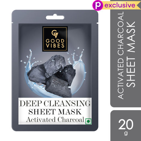 Buy Good Vibes Activated Charcoal Deep Cleansing Sheet Mask | Detoxifying, | Cleanses Dirt & Impurities (20 gm)-Purplle