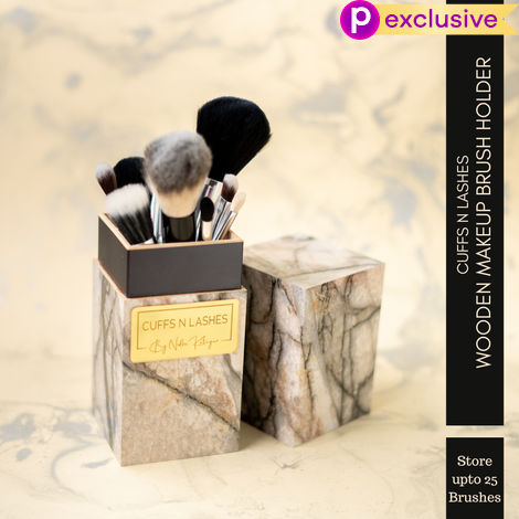 Buy Cuffs N Lashes Marble Makeup Brush Holder, Square 1 Pc-Purplle