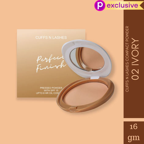 Buy Cuffs N Lashes Perfect Finish Pressed Powder Compact with SPF 15, 02 Ivory (16 gm)-Purplle