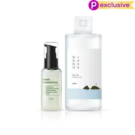 Buy Korean Skin Balancing Duo | Purito Centella Unscented Serum | Round Lab Dokdo Toner | Korean Skincare Combo of 2-Purplle