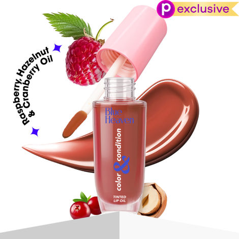 Buy Blue Heaven Color & Condition tinted lip oil for women, lip gloss infused with Cranberry, Raspberry & Hazelnut oil, Hydrating & Softening - Glazed Brown, 4.2 ml-Purplle