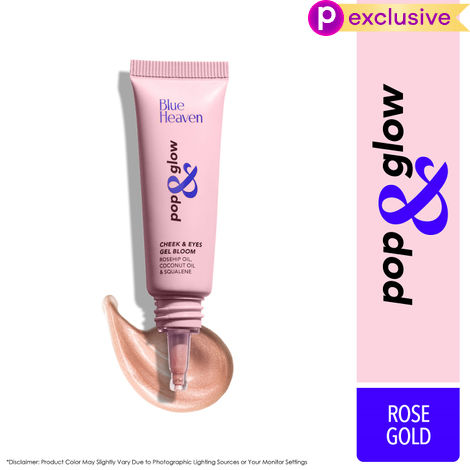 Buy Blue Heaven Pop & Glow Eye & Cheek tint Highlighter for face makeup, Enriched with Rosehip and Coconut oil, Rose Gold, 12 ml-Purplle