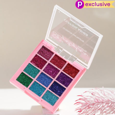 Buy Cuffs n Lashes x Shystyles | The Shystyles Palette | 12 Color Mini Palette - Glitter Heart 2 - 12 gm-Purplle